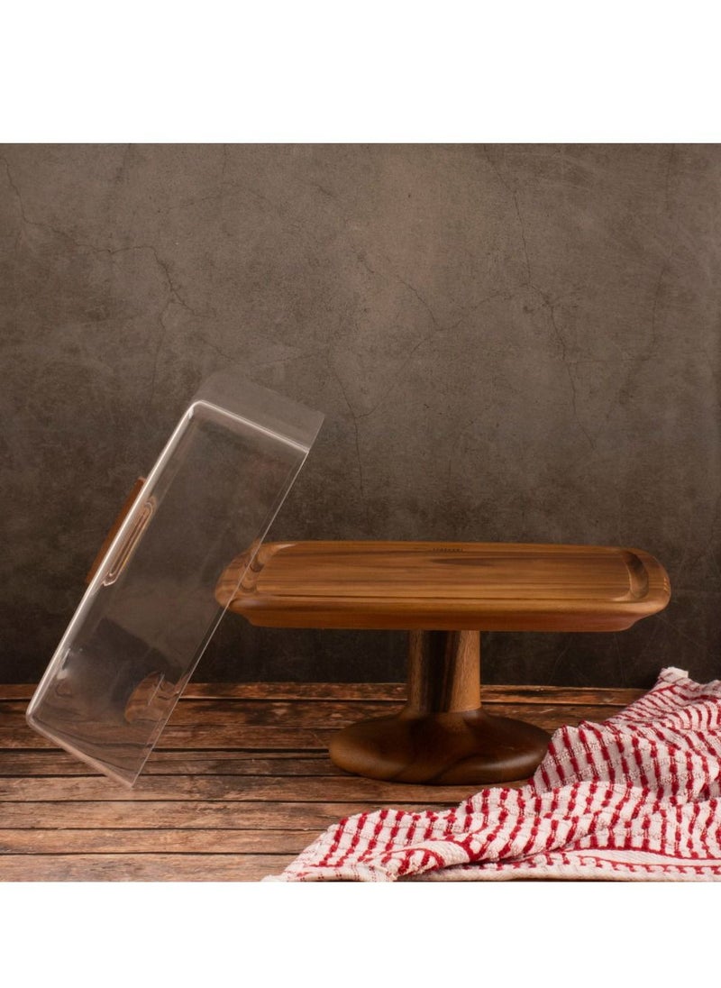 Generic - Square wood cake stand with base. A touch of elegance. - Image 1