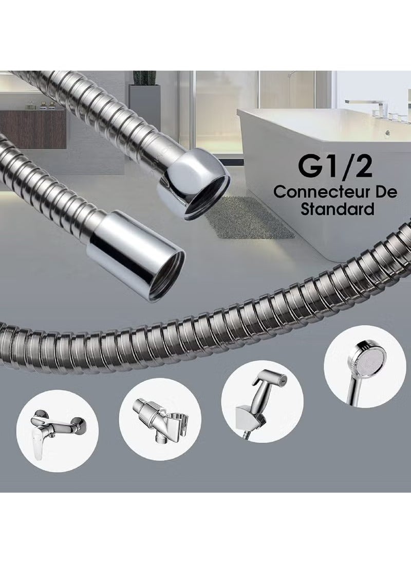 Hicomony Shower Hose, 1.5 m Stainless Steel Shower Head Hose, 360°Anti-twist Shower Pipe, Bidet Hose, Shattaf Hose - Image 4
