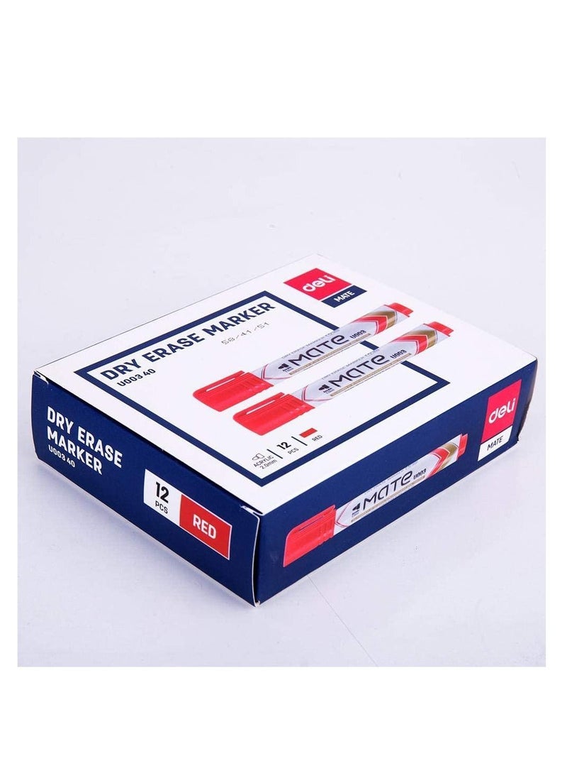 Deli 12-Piece Dry Erase Whiteboard Marker Bullet Tip Red Ink  - Image 3