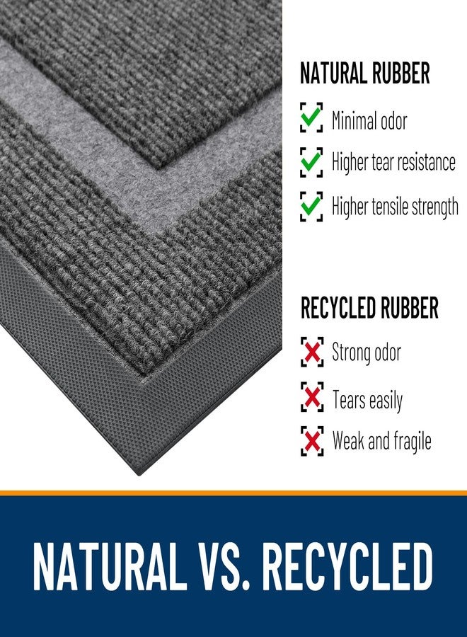 OLANLY Front Door Mat Indoor Outdoor Entrance, Waterproof All-Season, All-Weather Doormat, Sturdy Natural Rubber, Fade Resistant, Low Profile, Easy Clean Patio Porch Entryway Mat, 33x21, Dark Grey - Image 4