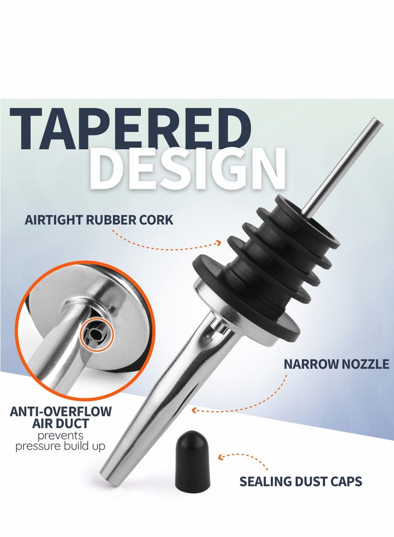 KASTWAVE 24 Pack Drinks Bottle Pour Spouts Set Stainless Steel Bottle and Pourers Dust Caps Covers with Rustproof Metal Pouring Tubes and Dust Caps for Clubs Restaurants Home Use - Image 2