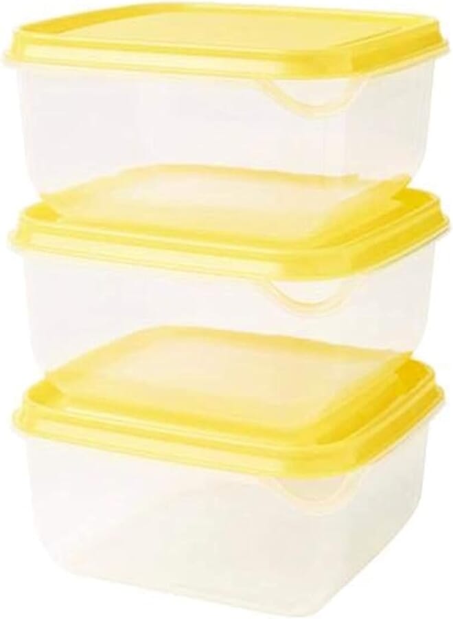 PRUTA Food container, transparent, yellow