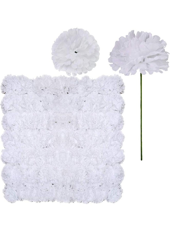 Supla 100 Pack Artificial Carnation Flowers Picks Bulk White Carnations Stems Silk Carnation Flower Heads with Wired Stems 3.5" x 7.9" (WXH) Floral Arrangement DIY Wreaths - Image 1