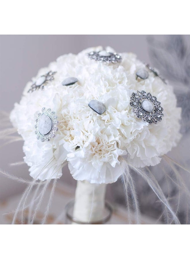 Supla 100 Pack Artificial Carnation Flowers Picks Bulk White Carnations Stems Silk Carnation Flower Heads with Wired Stems 3.5" x 7.9" (WXH) Floral Arrangement DIY Wreaths - Image 4