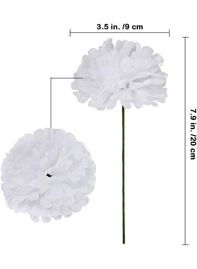 Supla 100 Pack Artificial Carnation Flowers Picks Bulk White Carnations Stems Silk Carnation Flower Heads with Wired Stems 3.5" x 7.9" (WXH) Floral Arrangement DIY Wreaths - Image 2