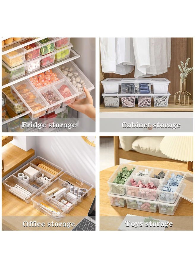 MANO 2 Pack Divided Veggie Tray with Lid - 5 Compartment Clear Snack Containers for Fridge, Stackable Produce Saver Storage for Fruits, Vegetables, Meat & Fish - Image 4