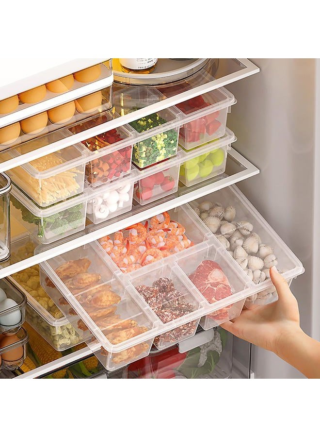 MANO 2 Pack Divided Veggie Tray with Lid - 5 Compartment Clear Snack Containers for Fridge, Stackable Produce Saver Storage for Fruits, Vegetables, Meat & Fish - Image 2