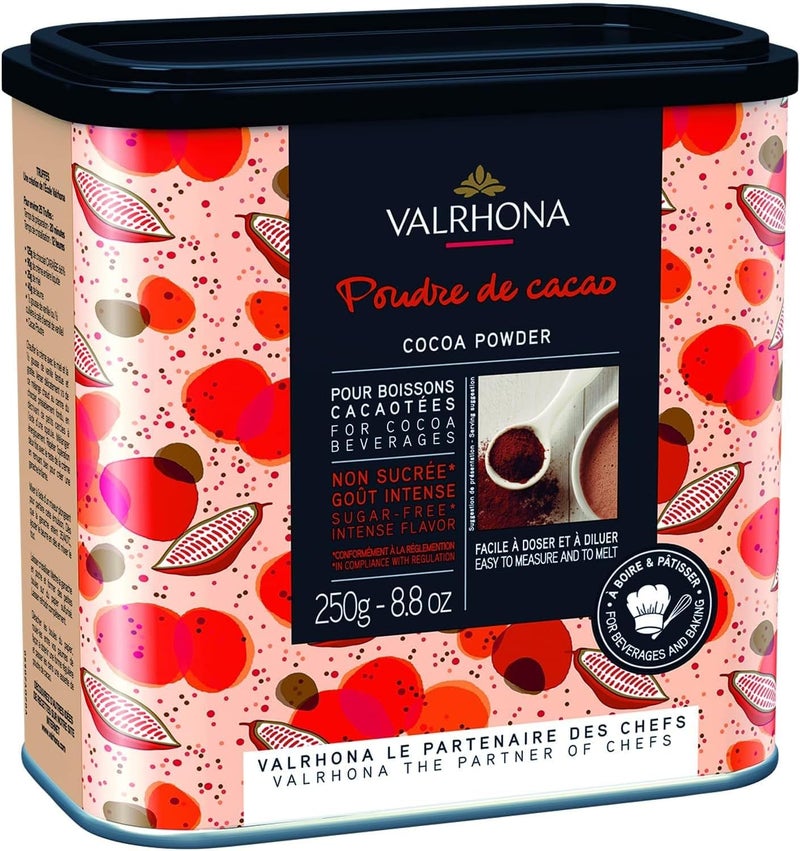 Valrhona Cocoa Powder - 100% Pure Cocoa - 250g (8.8 oz) - Sugar-Free and Kosher - Image 1