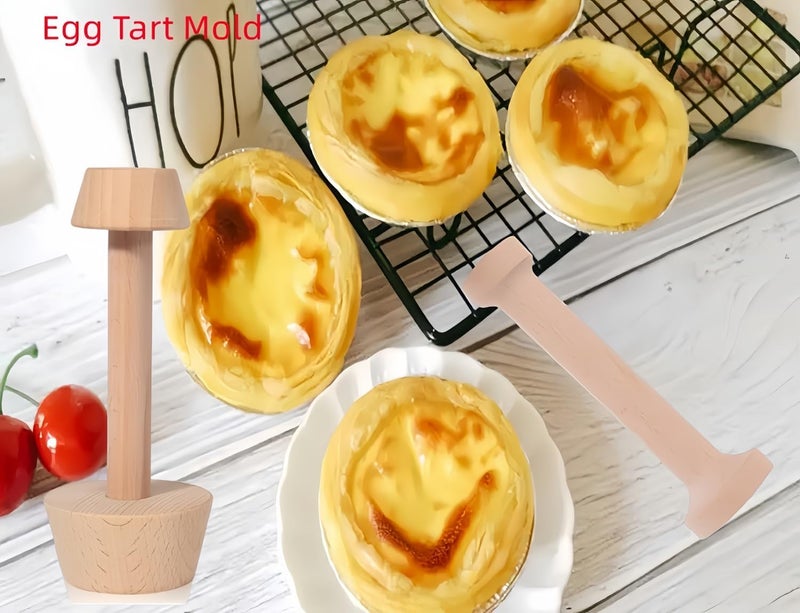 POFUIERKN مجموعة أدوات ضغط التارت الخشبية المزدوجة الجوانب 3 قطع، أداة تشكيل العجين القابلة للإزالة، أداة الخبز للتارت البيض الصغيرة، كعك الجبن والحلويات - Image 5
