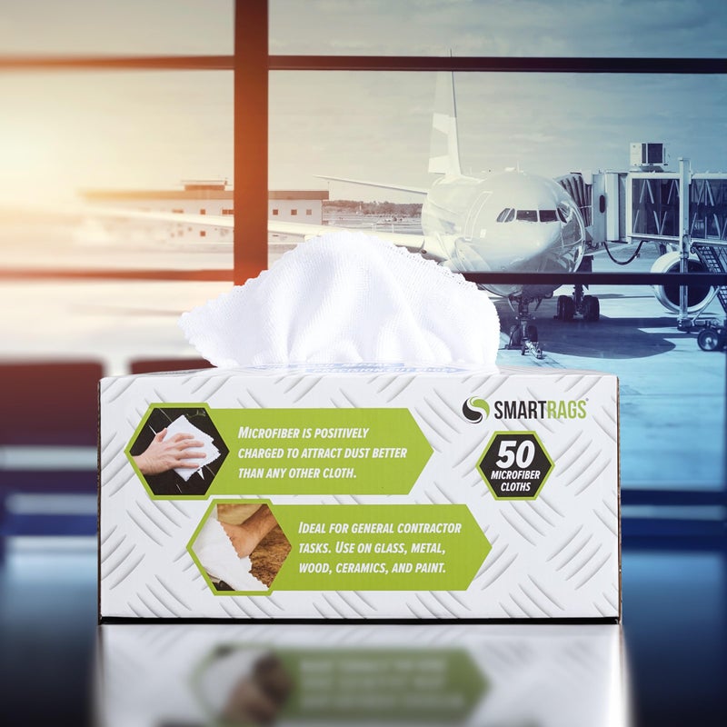 Arkwright, LLC Arkwright Smart Rags in Box - (Pack of 50) Lint Free Microfiber Cleaning Cloth, Scratch & Streak-Free, Dispensable Wash Towels for Cars, Window Glass, and Auto Shop, 12 x 12 in, White - Image 5