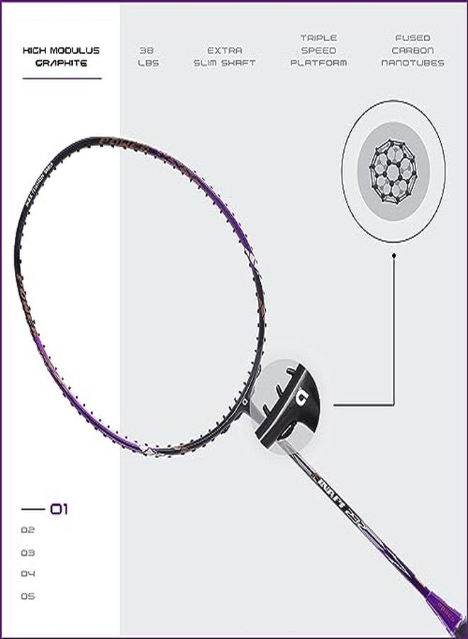 Apacs Finapi 232 (Unstrung, 38 LBS Max Tension) Made in Vietnam | 100% Japanese Graphite | High Modulus | High Power Badminton Racket with Free Full Cover | G1-4 1/4 inches (Purple) - Image 3