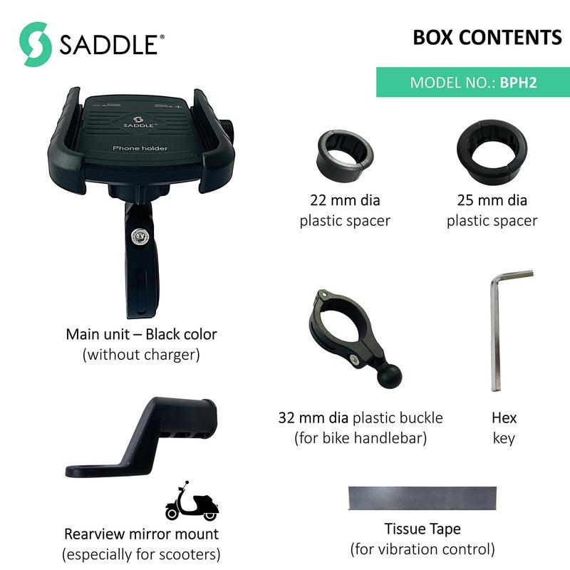 SADDLE BPH 2 Bike/Motorcycle/Scooter Mobile Phone Holder Mount, Ideal for Maps and GPS Navigation - Image 3