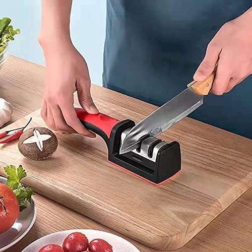 FOMQUAZLI Kitchen Knife Accessories Manual 3-Stage Knife Sharpener Helps Repair, Restore, Polish Blades Coarse and Fine Knives Sharpening Tool Steel Knives Sharpener for Kitchen Multipurpose - Image 2
