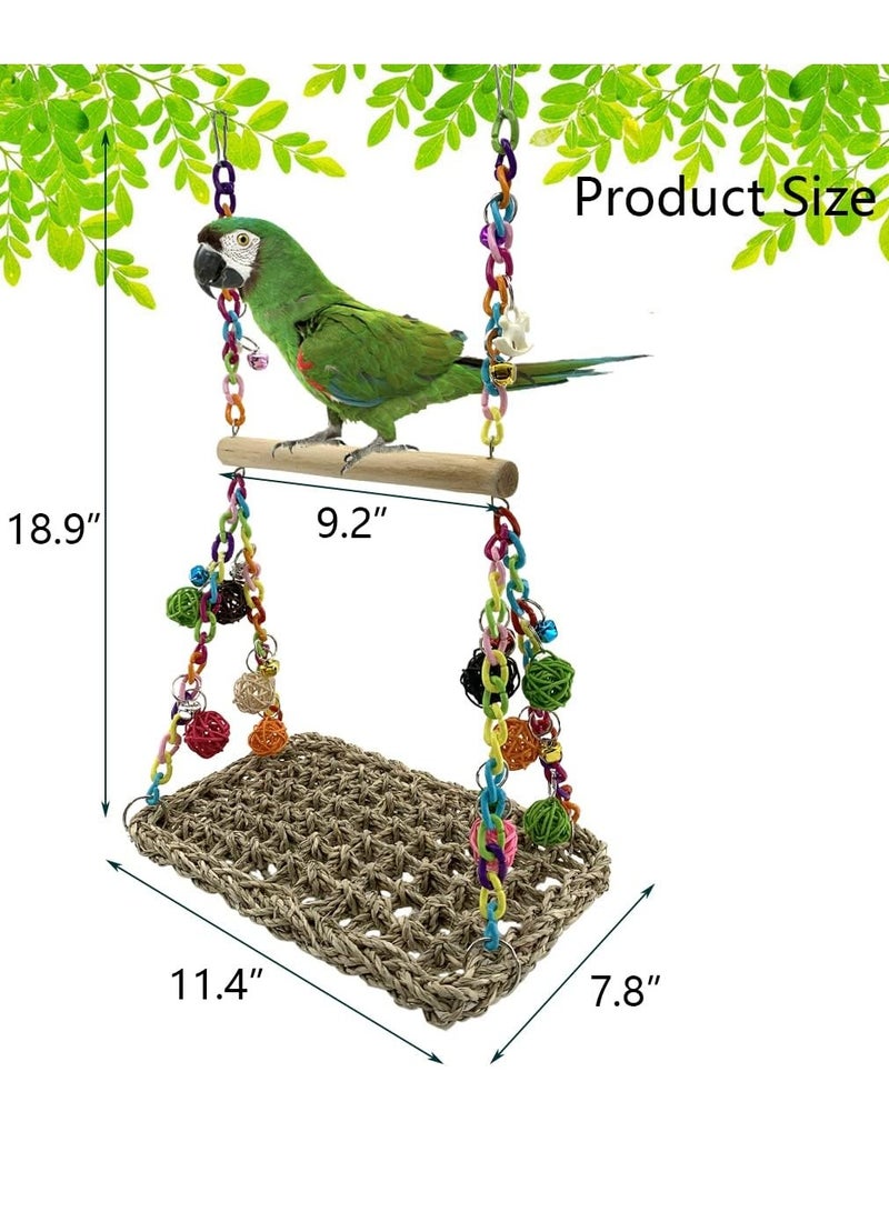 سيلكفكس العشب البحري الطيور أرجحة الألعاب مع الخشب بيرش، الطيور الوقوف تسلق الهامش لعبة لطيور الحب الباغائيات، البغائيات، Budgie، Cockatiels، البغائيات الكبيرة - Image 2