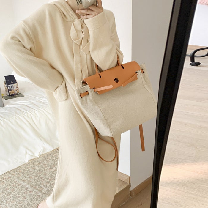 Korean Style Loose dress Womens Autumn and Winter Thickened Hooded Knitwear Western Style Wool Group Base Shirt Sweater Skirt Coat Off-white - Image 1
