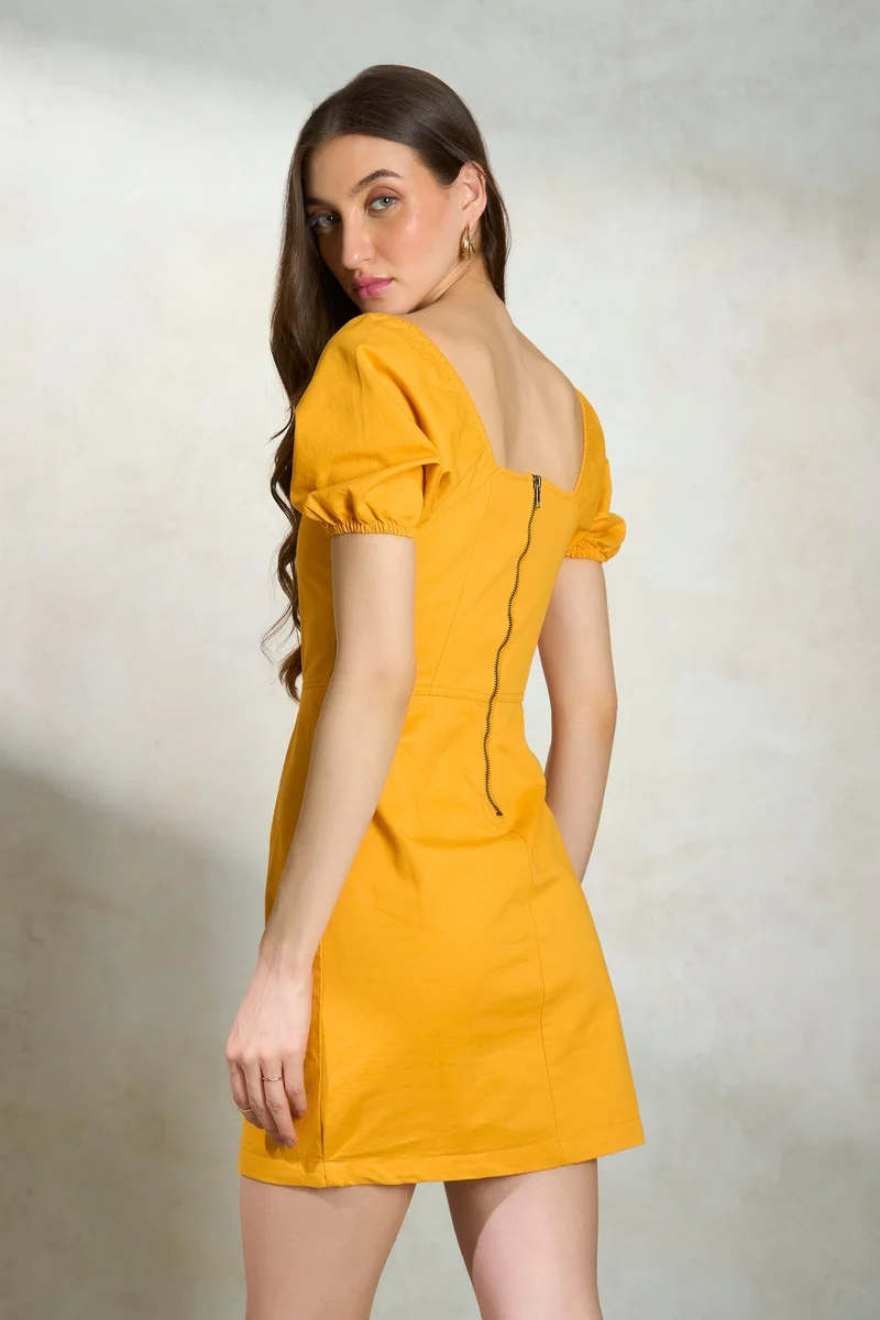 Virgio Ruched Sleeve Mini Dress