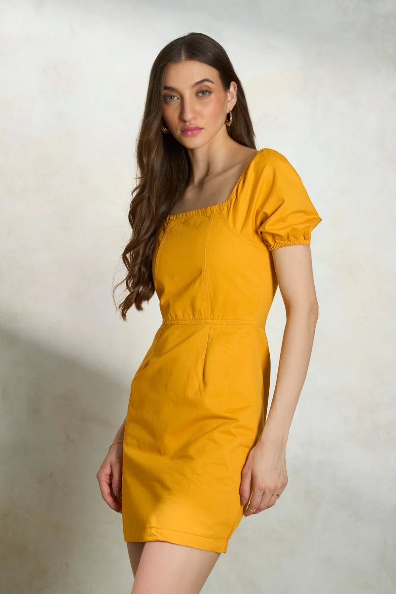 Virgio Ruched Sleeve Mini Dress