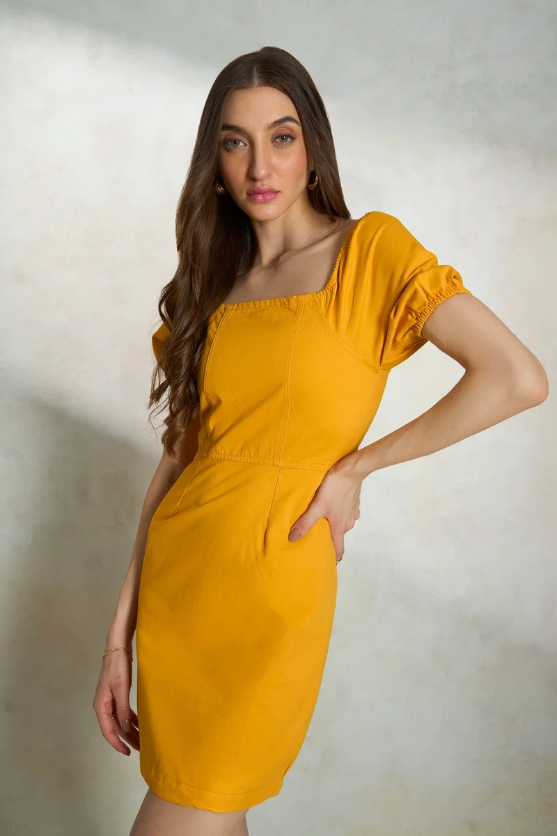 Virgio Ruched Sleeve Mini Dress