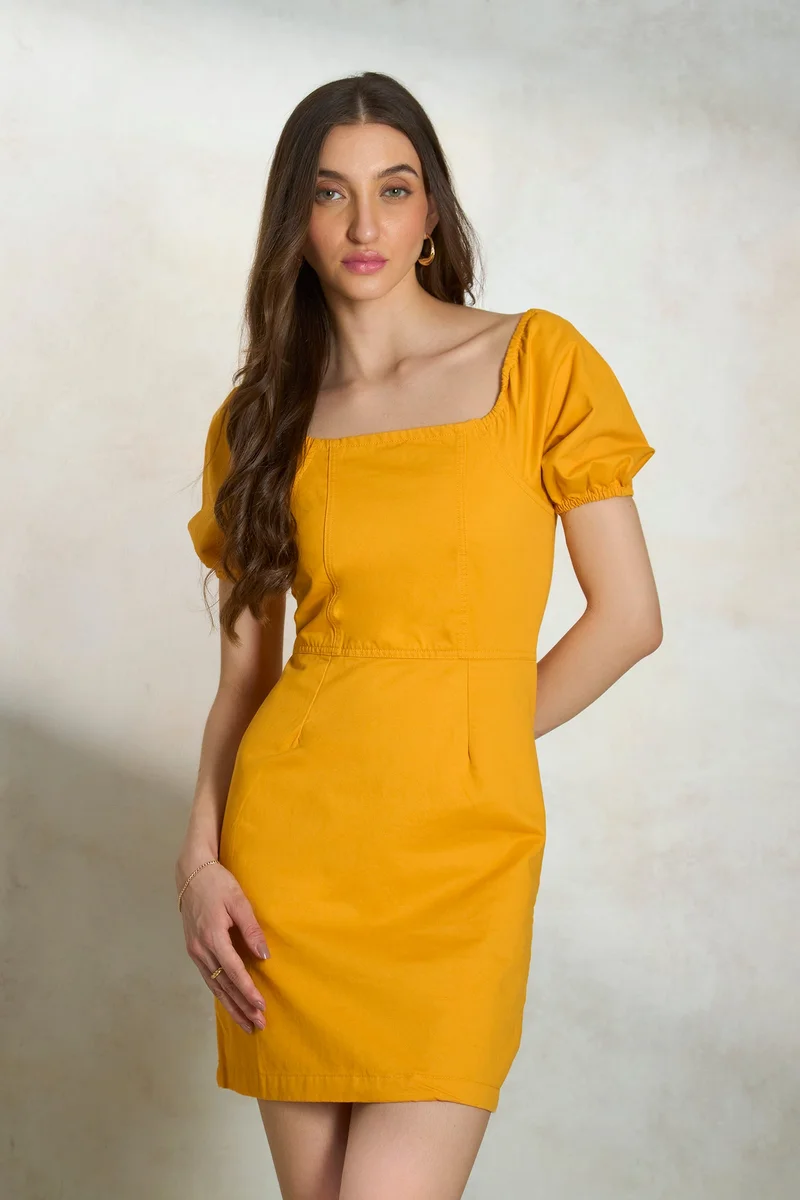 Virgio Ruched Sleeve Mini Dress
