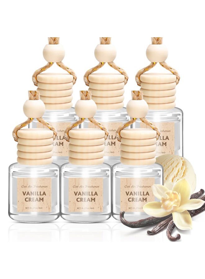 AROIC Hanging Car Air Freshener, 6 Pack Vanilla Cream Long Lasting & Refillable Air Freshener, Natural Plant Essential Oil Fragrance Aromatherapy Diffuser, Car Accessories Interior Set for Women & Men - Image 1
