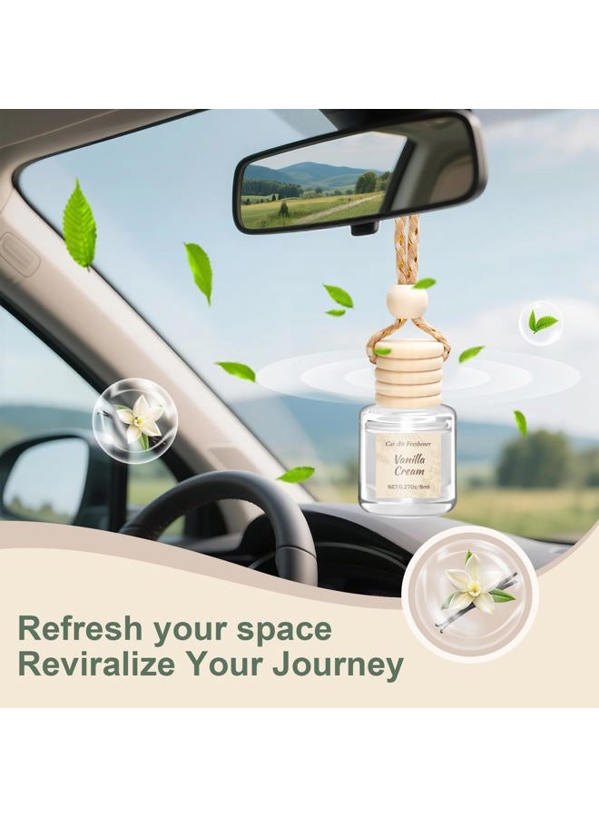 AROIC Hanging Car Air Freshener, 6 Pack Vanilla Cream Long Lasting & Refillable Air Freshener, Natural Plant Essential Oil Fragrance Aromatherapy Diffuser, Car Accessories Interior Set for Women & Men - Image 4