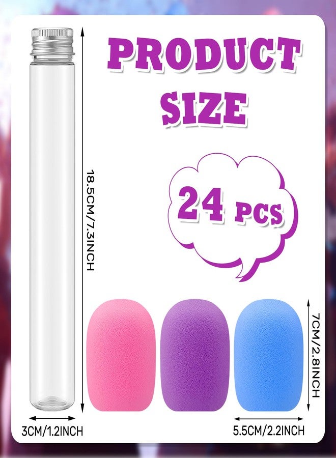 Newtay 24 Pcs Microphone Candy Tubes Kpop Themed Decor Karaoke Theme Birthday Party 10'' Fake Prop Microphone Plastic Toy for Disco Singer Stage Costume Prop, Candy Not Included (Purple,Pink,Blue) - Image 2