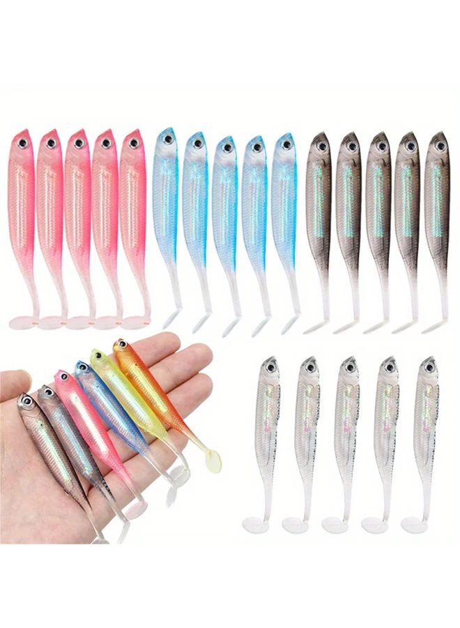 5pcs Blue Jig Head Fishing Soft Lure T Tail Vivid Worm Bait For Carp Bass Swimbait - Image 1
