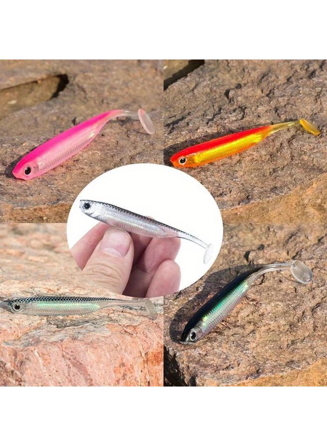 5pcs Blue Jig Head Fishing Soft Lure T Tail Vivid Worm Bait For Carp Bass Swimbait - Image 5