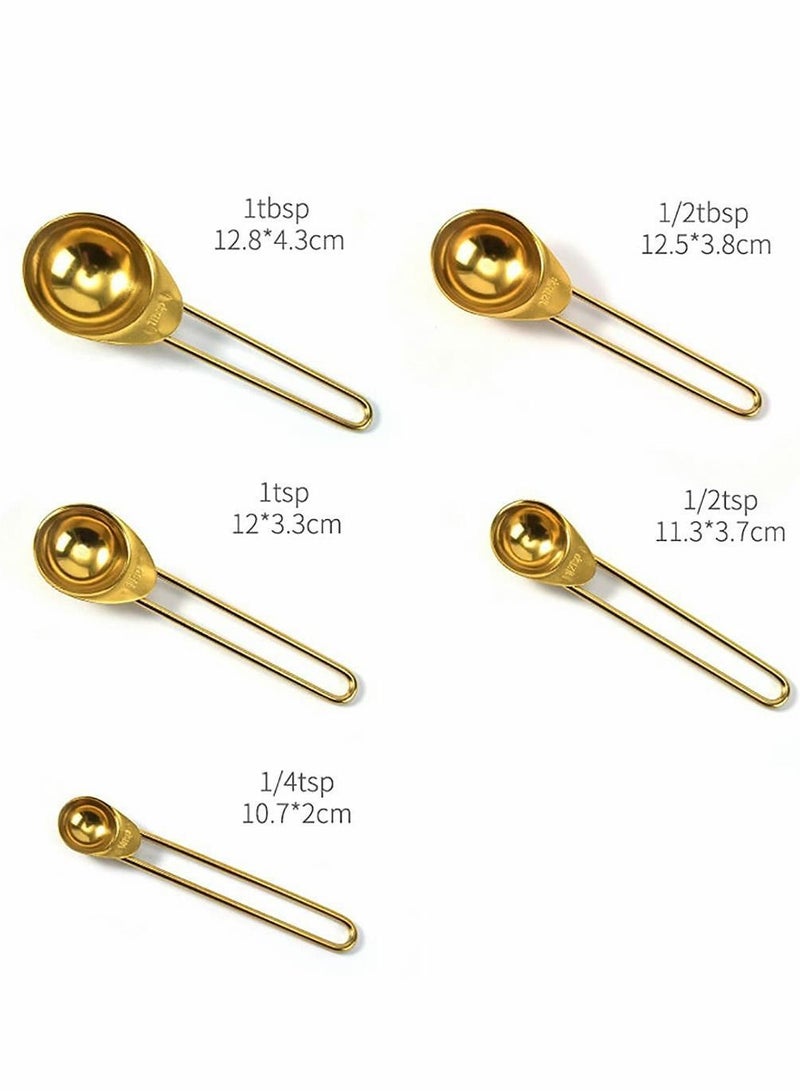 NIBEMINENT Gold Measuring Cups and Spoons Set, 9 PCS Metal Set Baking Tea Coffee Spoon Tools - Image 4