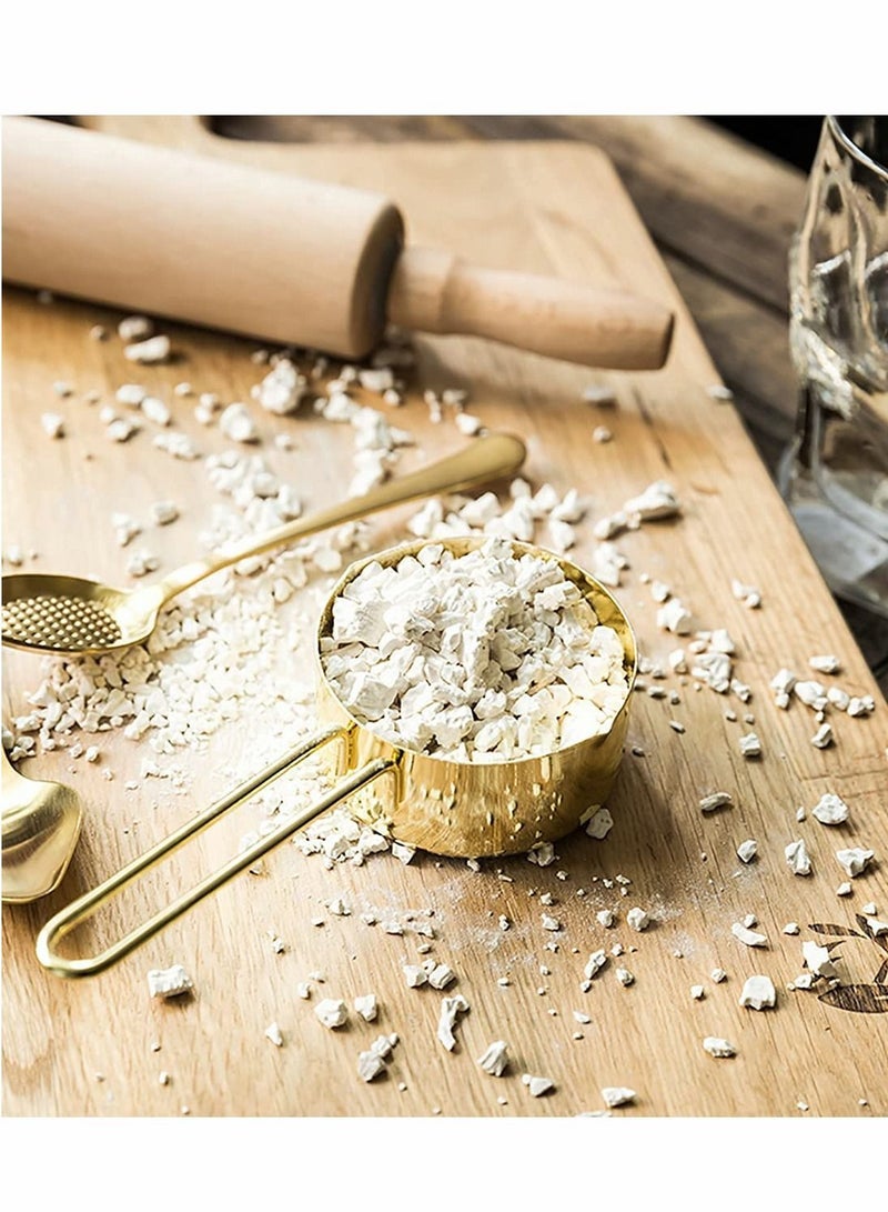 NIBEMINENT Gold Measuring Cups and Spoons Set, 9 PCS Metal Set Baking Tea Coffee Spoon Tools - Image 5