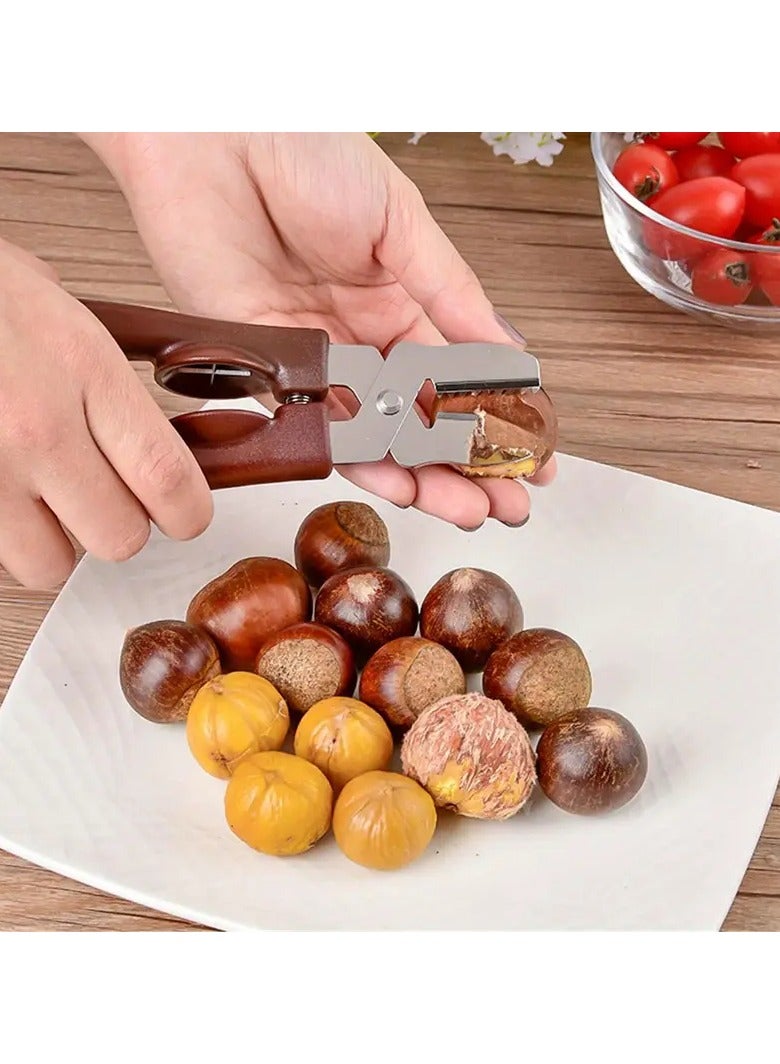 جلوسكي 1pc دائم الفولاذ المقاوم للصدأ فتاحة الكستناء ، كسارة البندق المطبخ مع حافة قطع ، آمنة للاتصال بالطعام ، تصميم مقبض مريح ، كسارة البندق وملاط الهاون - Image 1
