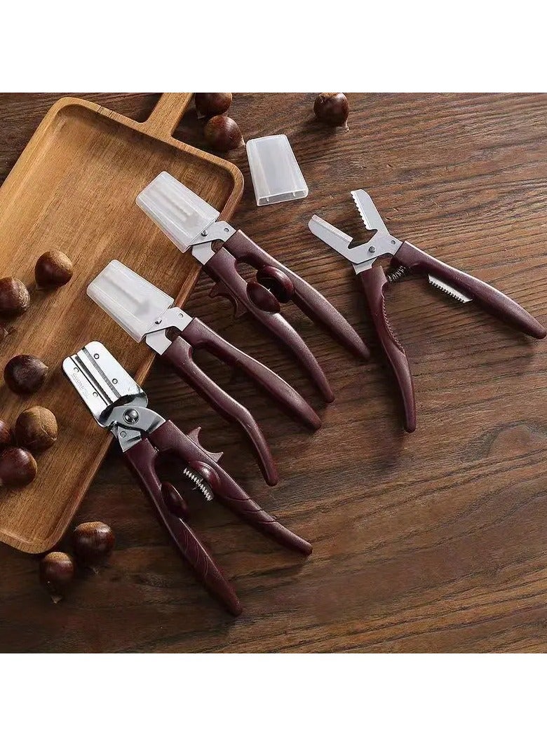 جلوسكي 1pc دائم الفولاذ المقاوم للصدأ فتاحة الكستناء ، كسارة البندق المطبخ مع حافة قطع ، آمنة للاتصال بالطعام ، تصميم مقبض مريح ، كسارة البندق وملاط الهاون - Image 5