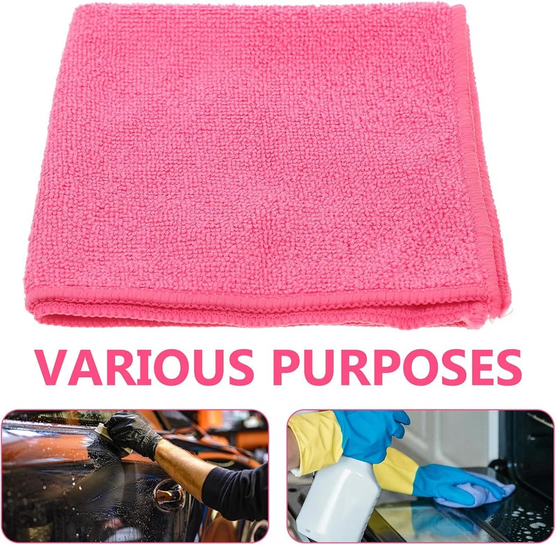 Abaodam Super Absorbent Microfiber Dish Cloth for Kitchen and Car Cleaning, Thickened Small Square Wash Towel in Rose Red, Lint-Free Polishing and Dusting Cloth for Home Use - Image 2