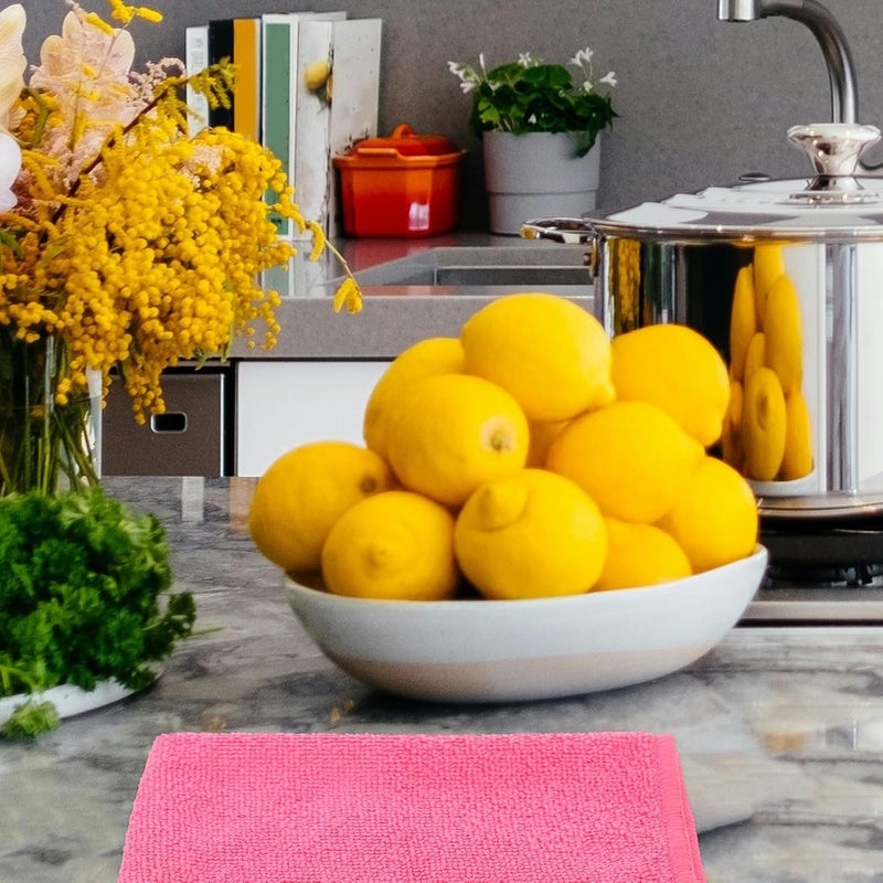 Abaodam Super Absorbent Microfiber Dish Cloth for Kitchen and Car Cleaning, Thickened Small Square Wash Towel in Rose Red, Lint-Free Polishing and Dusting Cloth for Home Use - Image 5