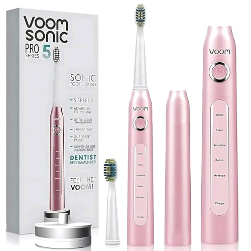 Voom Sonic Pro 5 Electric Toothbrush for Adults - Ultrasonic Electric Toothbrushes with Replacment Brush Head, Dentist Recommended Power Sonic Toothbrush with 5 Modes - Image 1