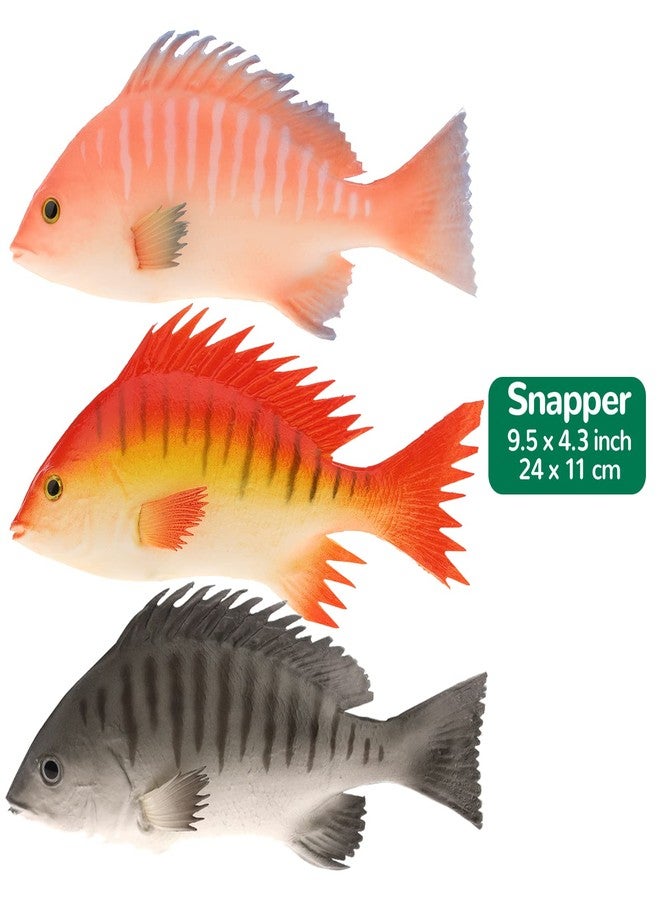 Gresorth 3 PCS Fake Striped Bass Fish Decoration Artificial Sea Creatures Snapper Model Realistic Marine Animal Ornament Lifelike Hanging Pretend Food Toy Home Party Kitchen Christmas - Image 2