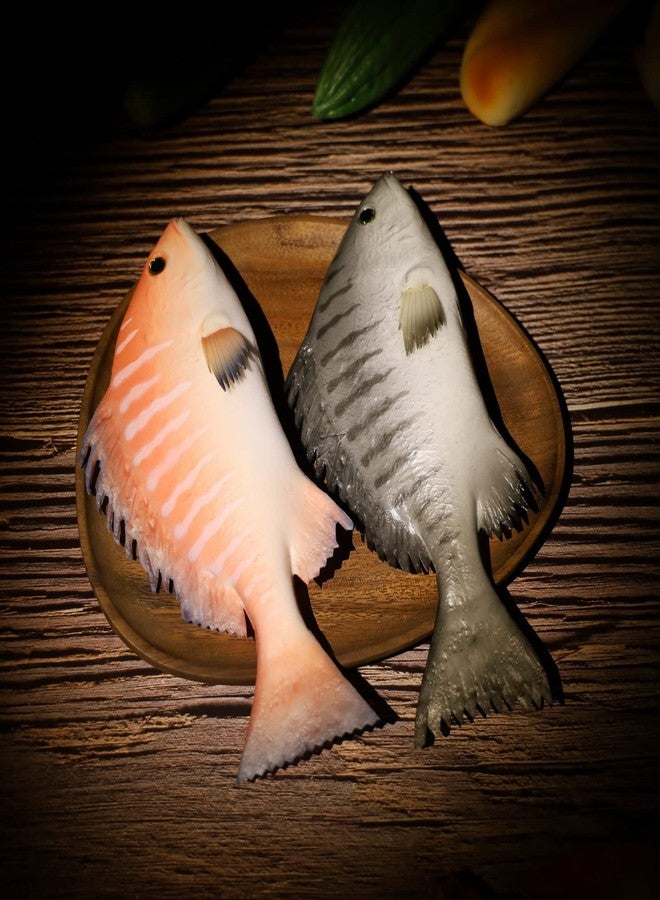 Gresorth 3 PCS Fake Striped Bass Fish Decoration Artificial Sea Creatures Snapper Model Realistic Marine Animal Ornament Lifelike Hanging Pretend Food Toy Home Party Kitchen Christmas - Image 4