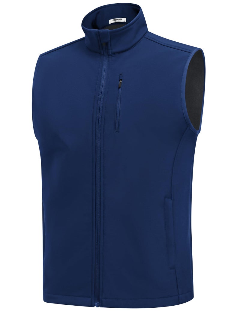 COOFANDY Men's Lightweight Softshell Vest Windproof Sleeveless Jackets Full Zip Vest For Golf Travel, Dark Blue, Medium - Image 4