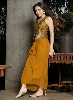  قصة Women's Mustard Yellow Ethereal Blossom Co-Ord Set  - Image 4