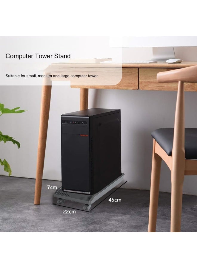 NANAO حامل برج الكمبيوتر المحمول قابل للتحريك تحت المكتب قاعدة حامل الكمبيوتر المكتبي مع عجلات دوارة وحافة واقية وثقب لتبديد الحرارة للمكتب المنزلي - Image 5