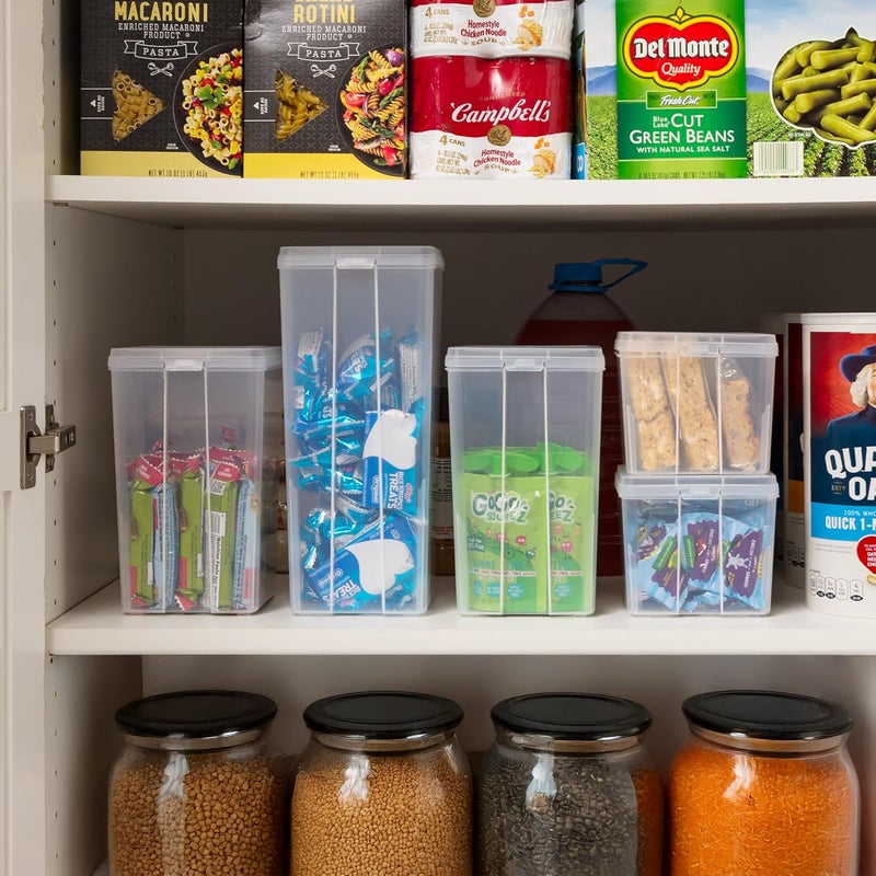 IrisUSA Vertical Plastic Flip Top Storage Containers Bins with Lids for Pantry, Home, Office, Organization, Large, Stackable Hinged Organizer with Latches, Clear, 6 Pack - Image 5