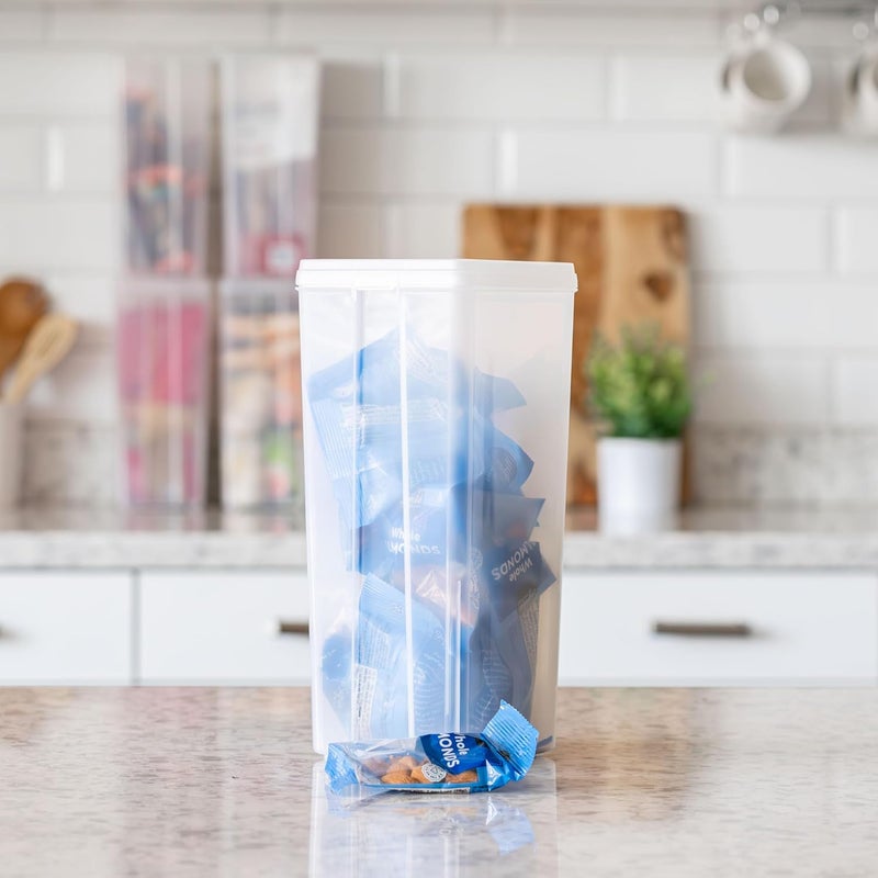 IrisUSA Vertical Plastic Flip Top Storage Containers Bins with Lids for Pantry, Home, Office, Organization, Large, Stackable Hinged Organizer with Latches, Clear, 6 Pack - Image 2