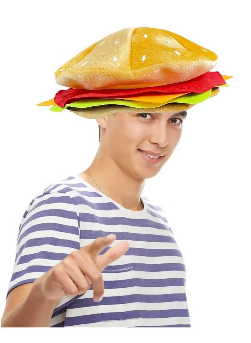 Funny Hamburger Hat, Cheeseburger Headwear Fun Fast Food Party Costume Supplies Halloween Crazy Role Play Hat Dress Up Hats for Adult Teens - Image 4