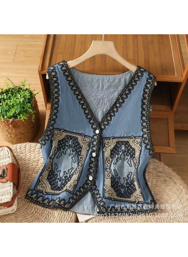 Fashionable And Youthful Heavy-embroidered Butterfly Embroidered Hollow-out Vest Women's Summer New Arrival Versatile Layering Short Loose Top Trendy