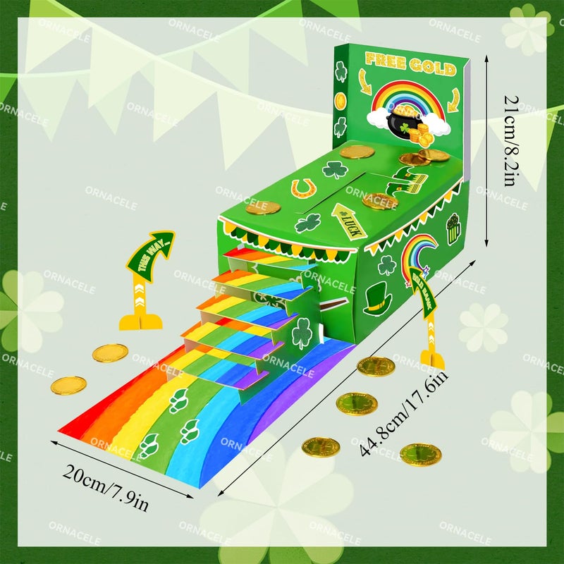 ORNACELE St Patricks Day Decorations, Catch a Leprechaun Trap DIY Craft Set for Kids Party Supplies, Including Rainbow, Ladder, Coins, Shamrock - Image 2