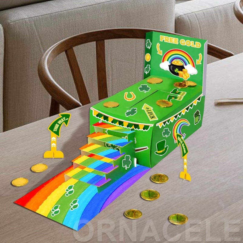 ORNACELE St Patricks Day Decorations, Catch a Leprechaun Trap DIY Craft Set for Kids Party Supplies, Including Rainbow, Ladder, Coins, Shamrock - Image 4