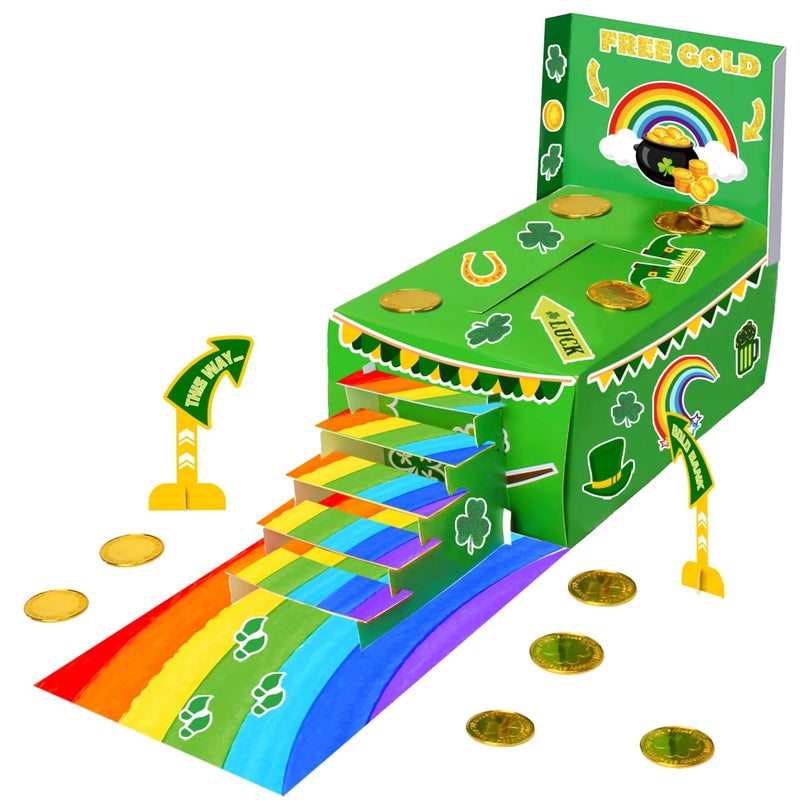 ORNACELE St Patricks Day Decorations, Catch a Leprechaun Trap DIY Craft Set for Kids Party Supplies, Including Rainbow, Ladder, Coins, Shamrock - Image 1