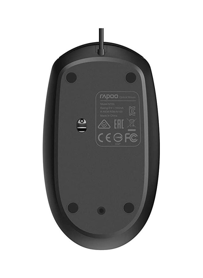 Rapoo N100 Wired Optical USB Mouse Black - Image 5