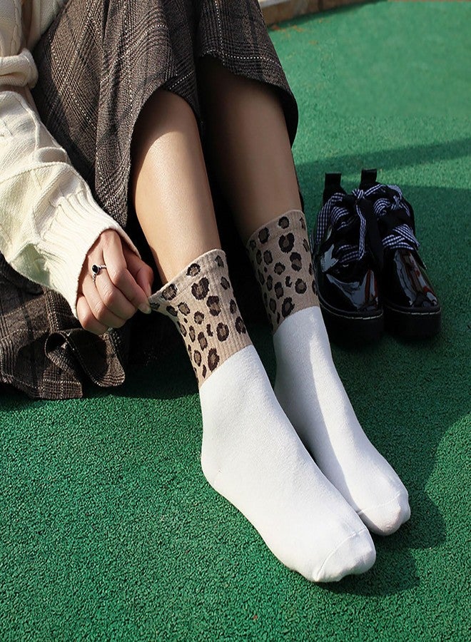 Joylife 3 Paris Leopard Print Crew Socks Trendy Animal Pattern Dress Socks For Women, Lady, Full Leopard Print - Image 3
