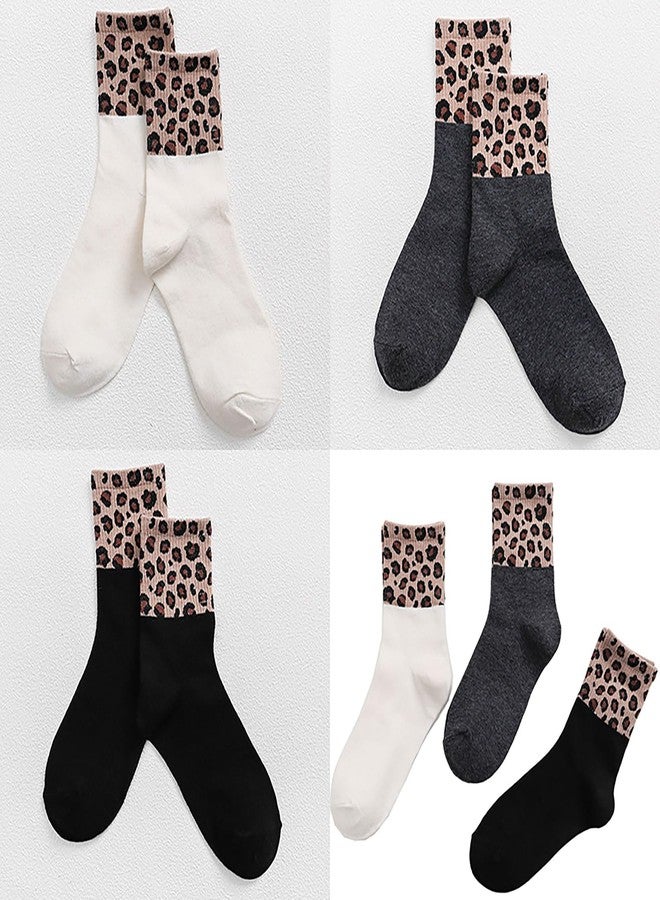 Joylife 3 Paris Leopard Print Crew Socks Trendy Animal Pattern Dress Socks For Women, Lady, Full Leopard Print - Image 5